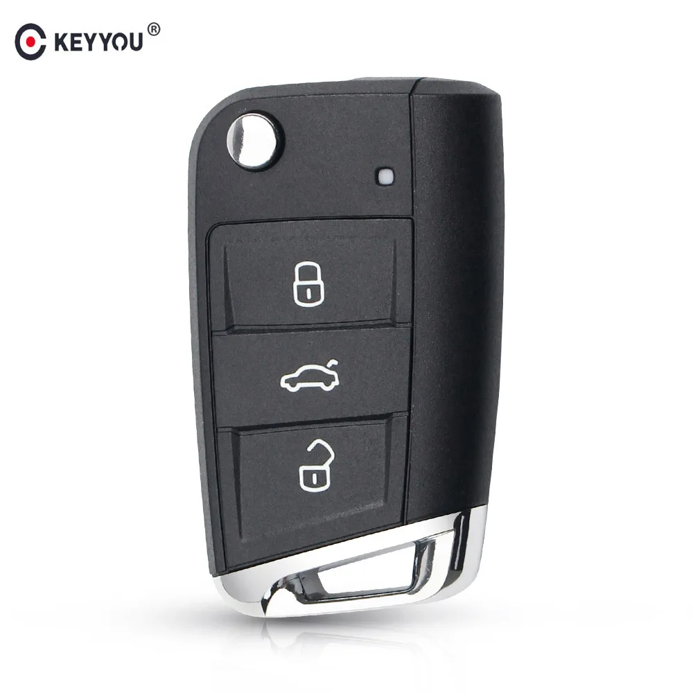 KEYYOU автомобильный Стайлинг Флип складной брелок оболочка для VW Volkswagen Golf 7 GTI MK7 Skoda