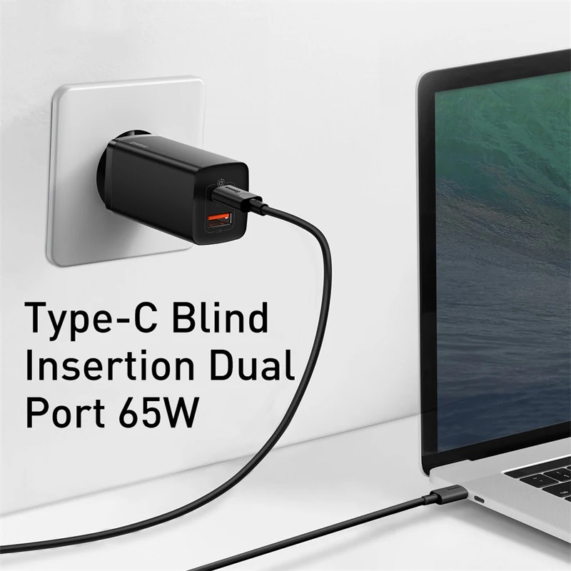 Baseus 65W GaN Charger Dual USB Port Charger Quick