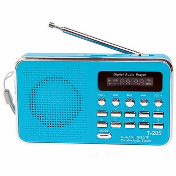 

Portable FM Radio Receiver USB Stereo Mini Speaker FM Radio Ubwoofer Super Bass Portable Radio TF MICRO SD MP3 T205R