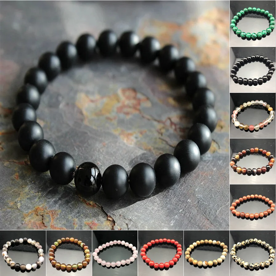 Women 8mm Natural Stone Quartz Yoga Energy Beaded Bracelet Charm Tiger Eye Agate Beads Elastic Rope Handmade Bangle Jewelry beaded bracelet stone bead bracelet natural stone bracelet crystal quartz bracelet