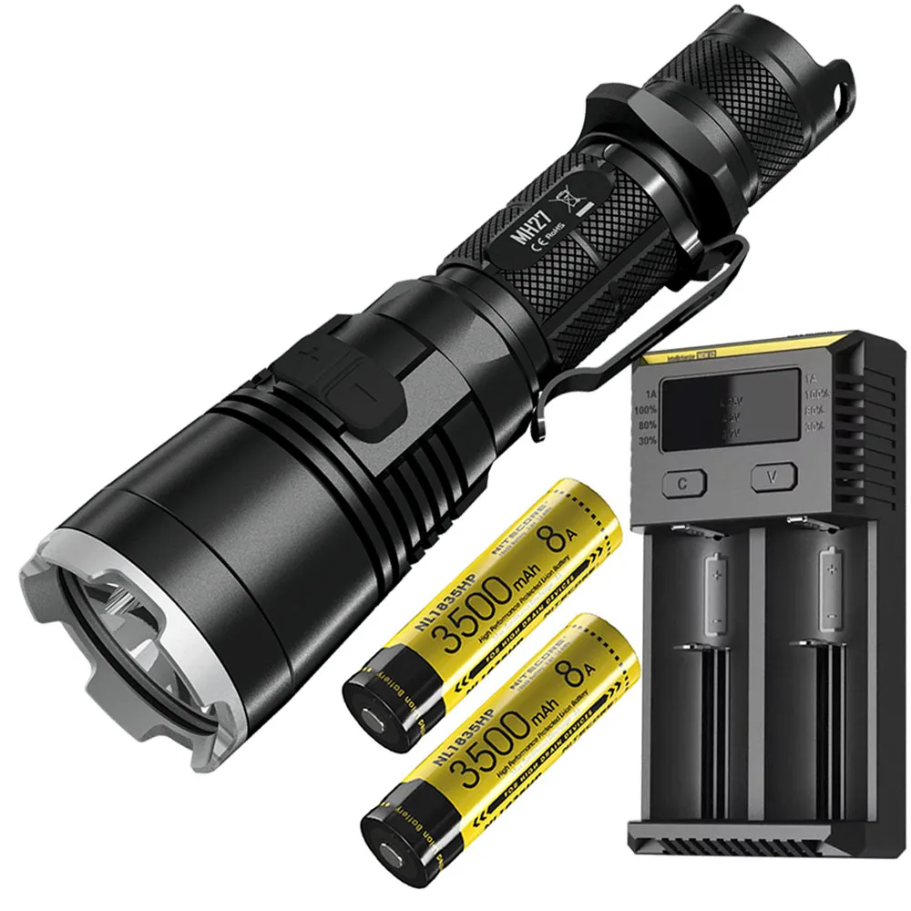 NITECORE MH27 тактический фонарь красный синий зеленый свет CREE XP-L HI V3 Макс 1000 люмен луч бросок 462 м Открытый спортивный факел - Испускаемый цвет: MH27 1835HP x 2 I2