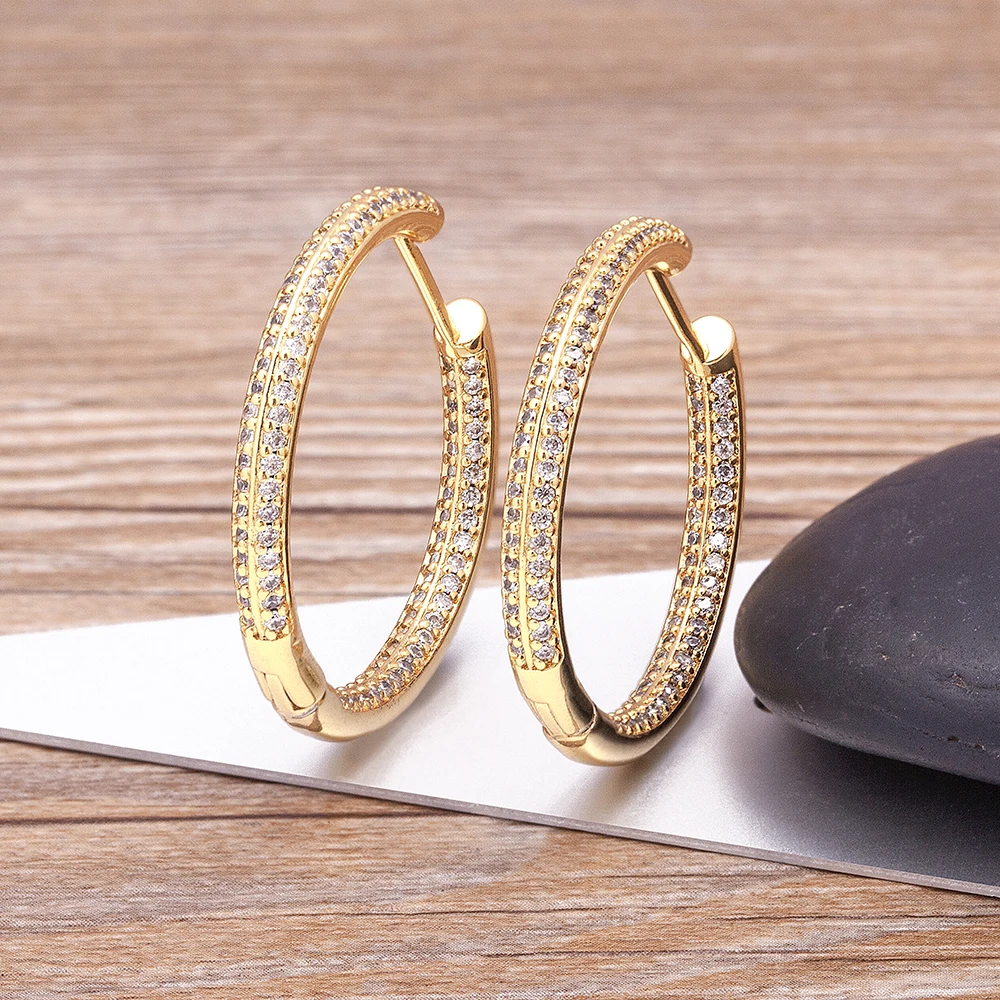 Boucles D'oreilles Cercle Zircon Cubique - Acier Inoxydable Poli - Homme Femme - Style Bouchon Jauge