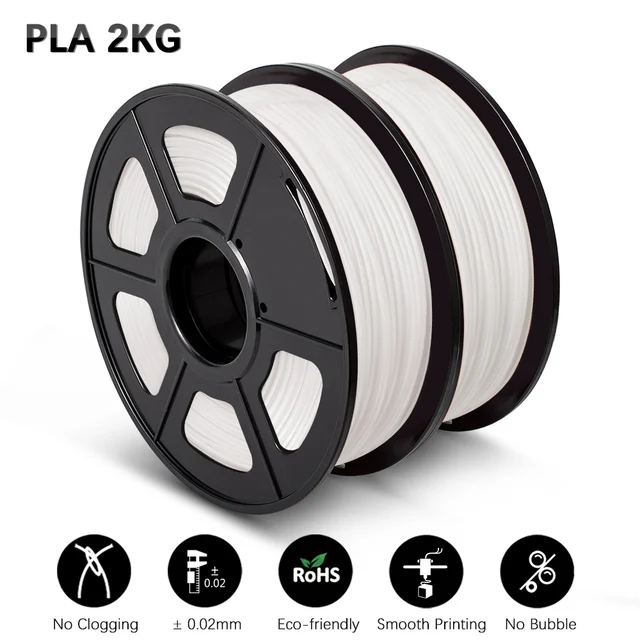 GOHIGH 2 Rolls PETG PLA SILK 3D Printing Filament 1.75MM Children Creative Model Material For 3D Pen & Printers PLA White 2kg