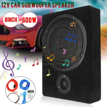 

8" 12v 600W Wood Car Speaker Active Subwoofer Car Under Seat Slim Sub Woofer AMP Super Bass Car Amplifier Subwoofers