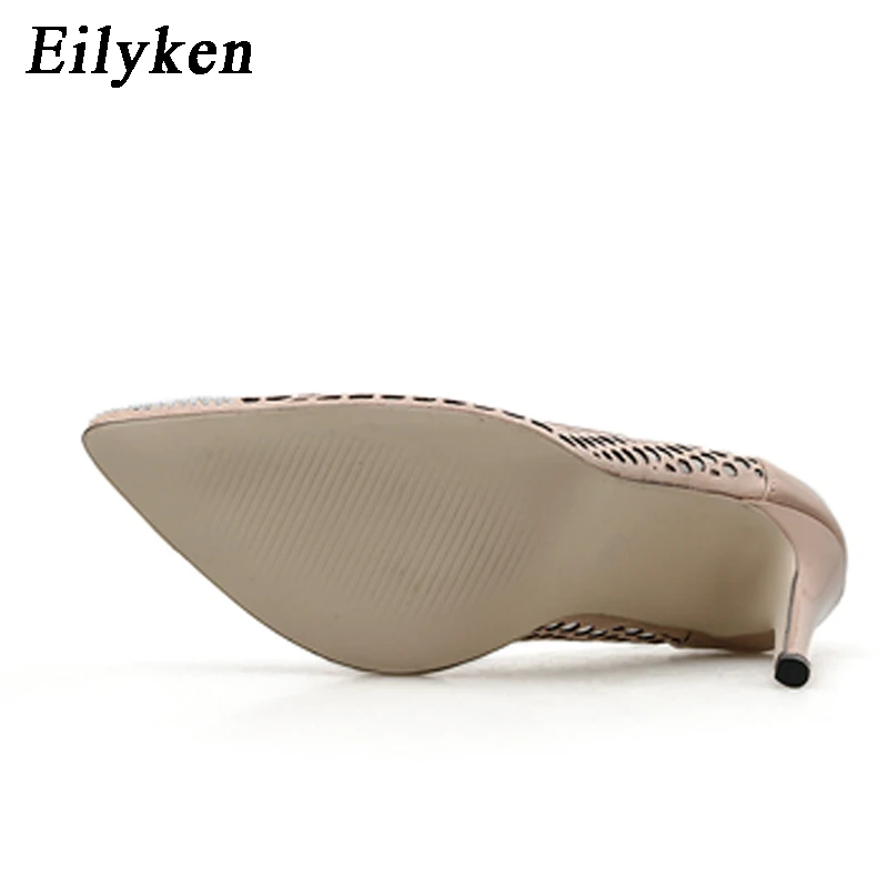 Eilyken/ г. Осенние модельные туфли из дышащей сетки с острым носком и кристаллами; женские свадебные туфли-лодочки на высоком каблуке; женская обувь для вечеринок