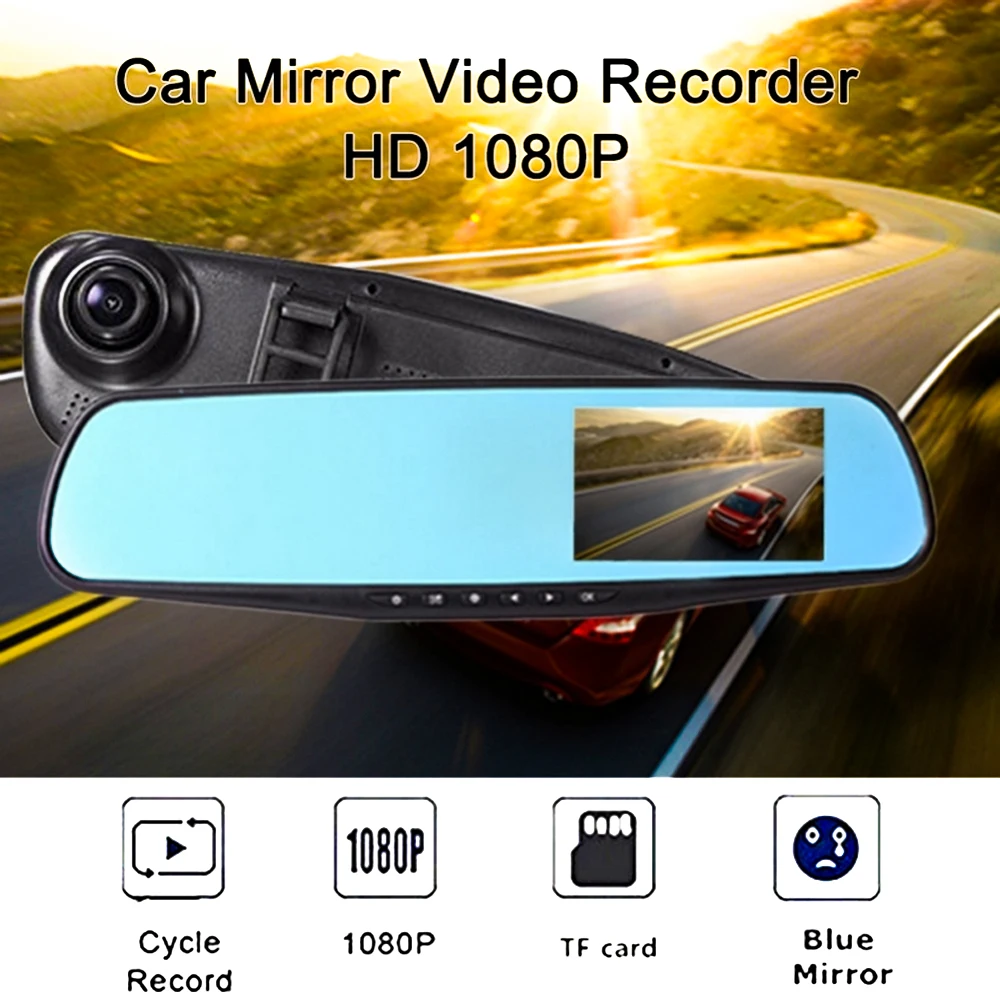 Car Dvr Dual Lens Camera Full Hd 1080p Video Recorder Reverse Image With Dash Cam Mirror | Автомобили и мотоциклы