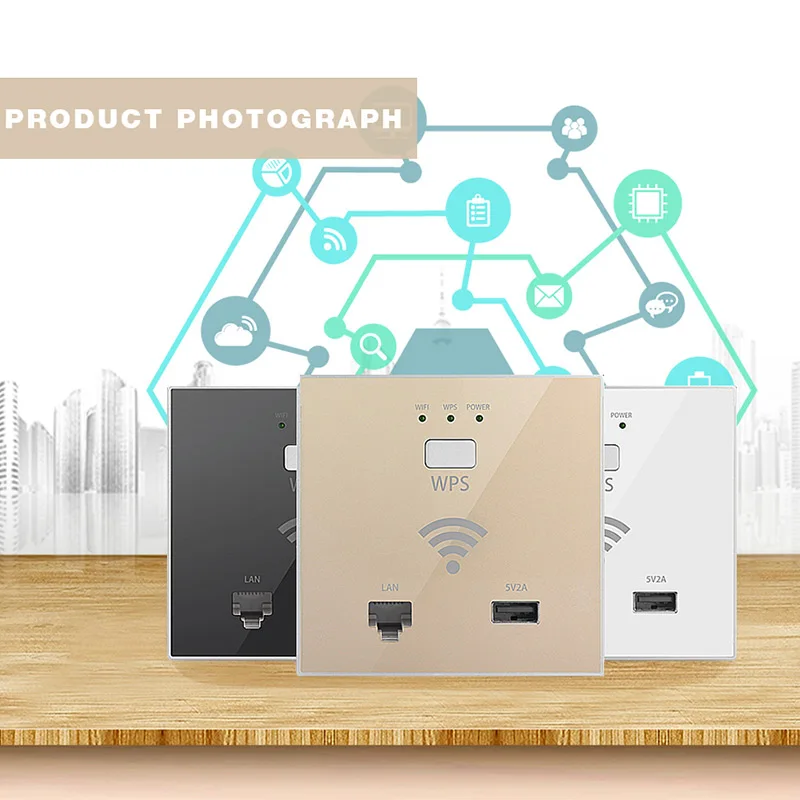 

300Mbps WiFi Socket in Wall AP WiFi Access Point Wireless Socket Hotel Wi-Fi Project Support AC Management USB WPS Encryption