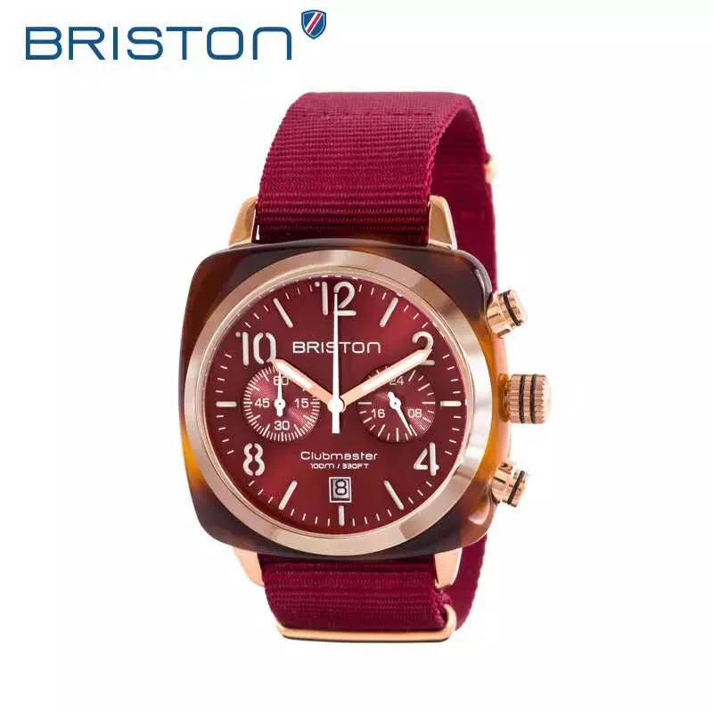Оригинальные наручные часы BRISTON для пары, высококачественные Классические нейтральные кварцевые часы с золотым ободком/красным циферблатом и ремешком красного цвета