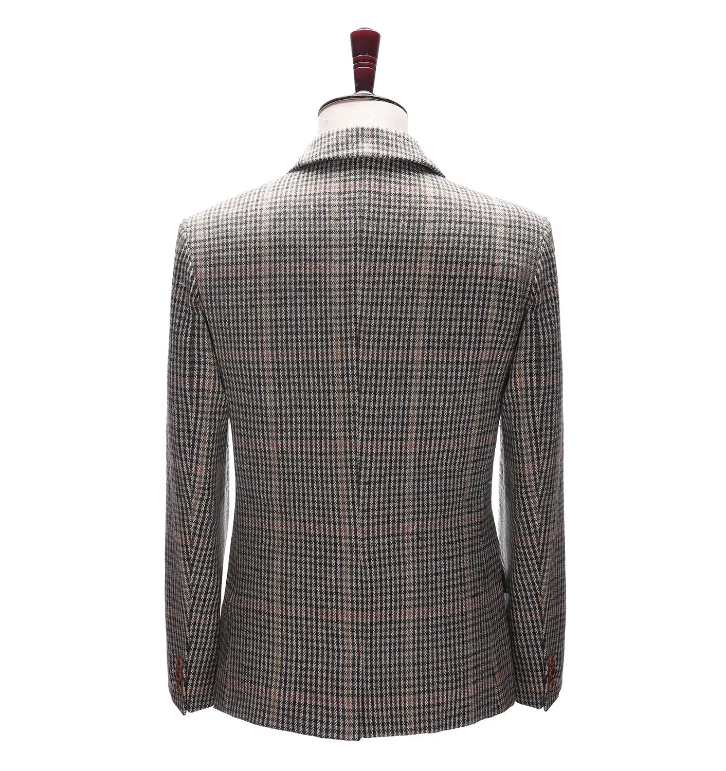 Men's Tweed Wedding Suits 3 Pieces Houndstooth Dogstooth Wool Tuxedos  Formal Notch Lapel Prom Suits Winter Coat for Men