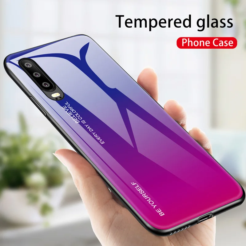 

Gradient Tempered Glass Phone Case For Huawei honor 8x 20 p30 pro p20 lite mate20 10 lite p smart 2019 Nova3 3i 5Cover Housing