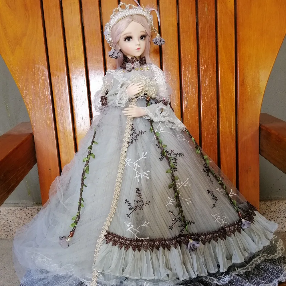 2" полный набор BJD кукла+ макияж ручной работы 24 дюймов 60 см EVA BJD леди+ стеклянные глаза+ аксессуары парики одежда обувь DA008-3L03