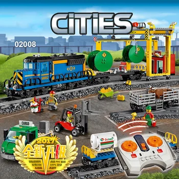 

City Motorized Remote Control Cargo Train Hobby 02008 Model Building Block Boy Brick Power Lepinblocks Compatible With Lepining