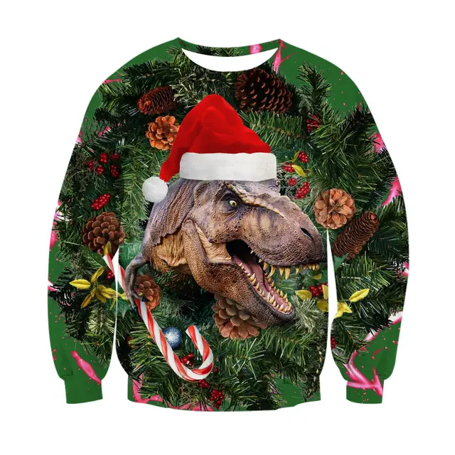 Women's 3D T-Rex Plushie Ugly Christmas Sweater