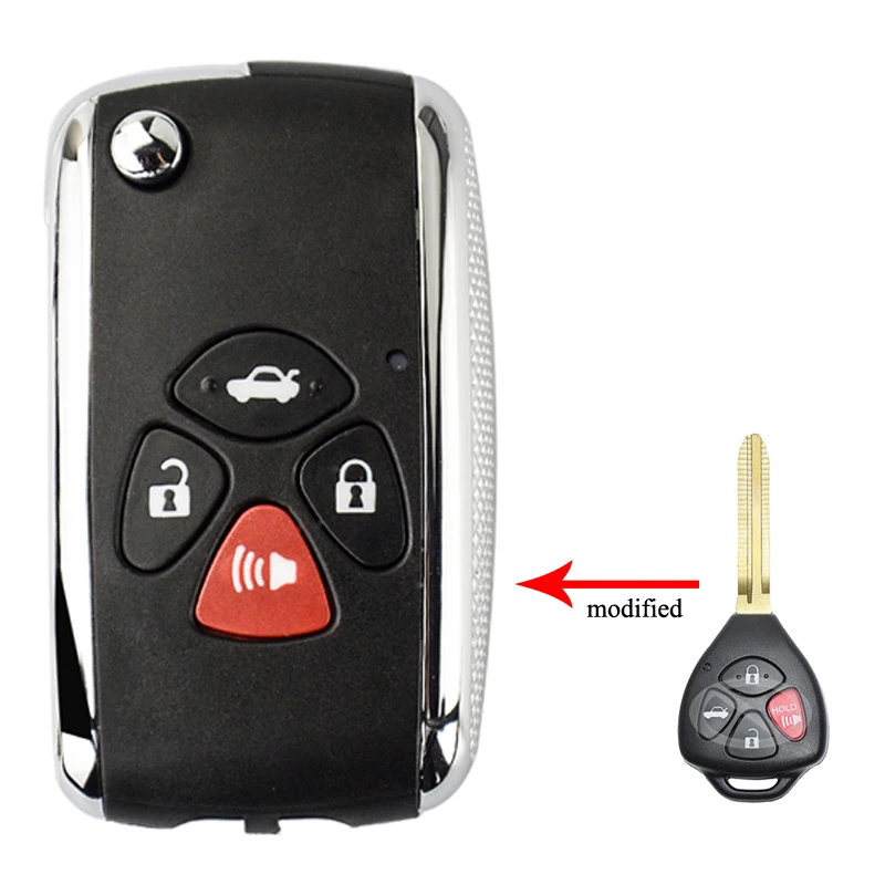Модифицированный чехол брелок Keyecu для Toyota Yaris Prado Tarago Camry Corolla RAV4 Hilux Vitz Aqua Reiz Crown Avalon