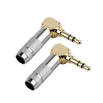 

MinIjack 3.5mm 90 Degree 3 Poles 6.0mm Wire Hole Audio Connector 3.5 Headphone Plug For Soldering Earphone Line Adapters Silver