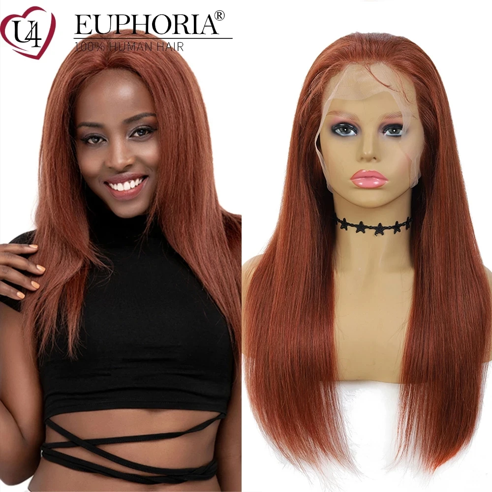 Brown Straight Hair Lace Frontal Wigs Blonde 13x4 Lace Front Wigs Brazilian Remy 100% Human Hair 4x4 Lace Closure Wigs EUPHORIA