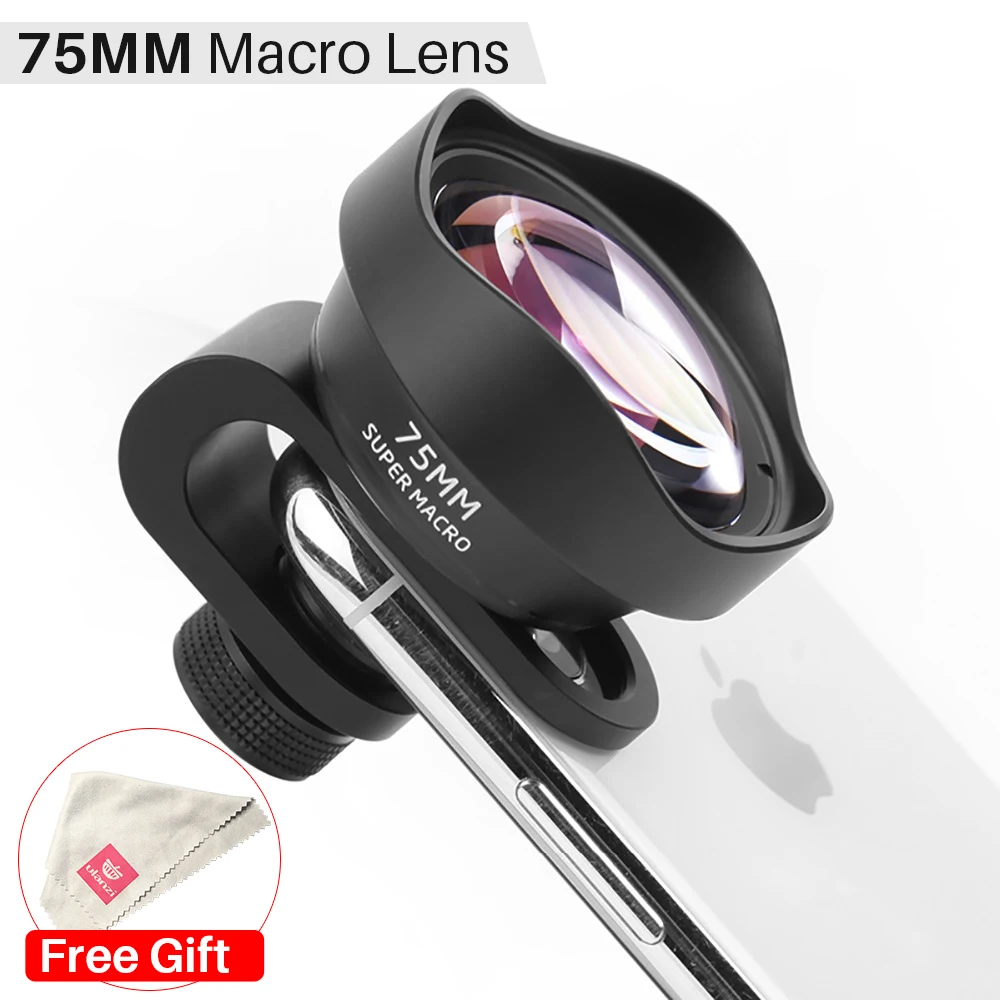 Ulanzi 75mm Macro Lens Universal For iPhone 7/8/X/XS/11 Pro Max/12 Mini Pro Max Samsung S8/S9/S10/N10 S20 S21 Huawei Phone Lens