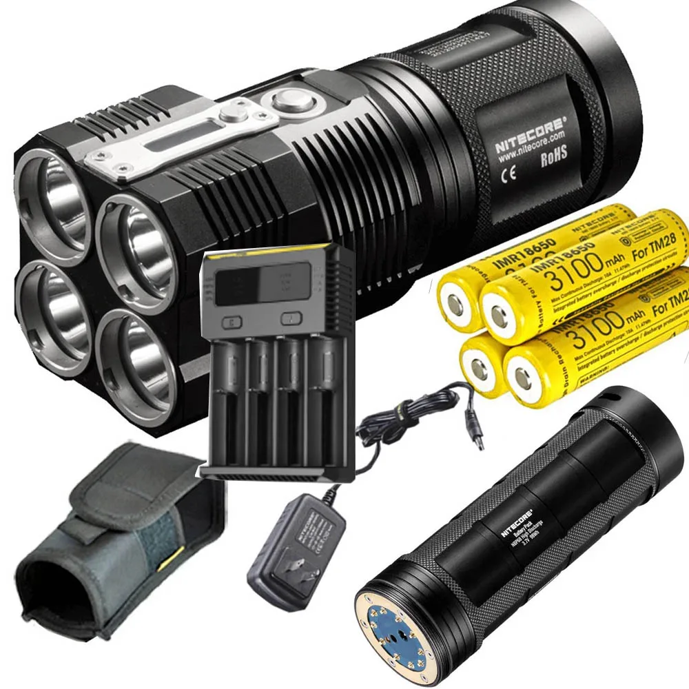 Перезаряжаемый модный фонарь NITECORE TM28 4 * CREE XHP35 HI LED max 6000 люмен прожектор 8 режимов