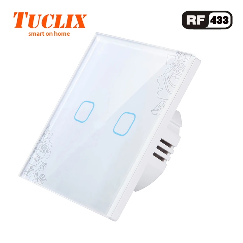 TUCLIX стандарт ЕС 2 банды 1 способ дистанционного управления Сенсорный выключатель дистанционный настенный светильник переключатель с Cystal стеклянная панель - Цвет: EU-RF-02 Lace