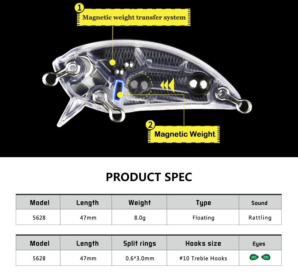 Jerry 1 шт. 5 см 8 г сверхлегкие рыболовные приманки жесткая приманка погремушка кренкбейт воблер кренк приманка Магнитная масса форель бас щука приманки