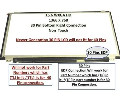 

15.6" HD EDP LCD Screen 30 Pin for HP ProBook 450 G4 860030-002 NON-TOUCH