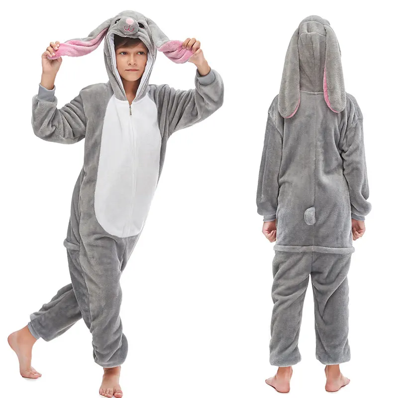 Пижамы с единорогом для мальчиков и девочек; зимняя детская одежда для сна с единорогом; Комбинезон кигуруми; детская пижама с пандой и кроликом; комбинезон с единорогом