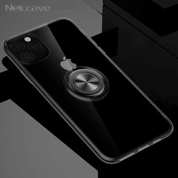 

100Pcs Transparent Magnetic Ring Stand Holder Case For iPhone 11 Pro XS Max XR X 8 7 6 Plus SE 2020 Magnet Adsorption TPU Cover