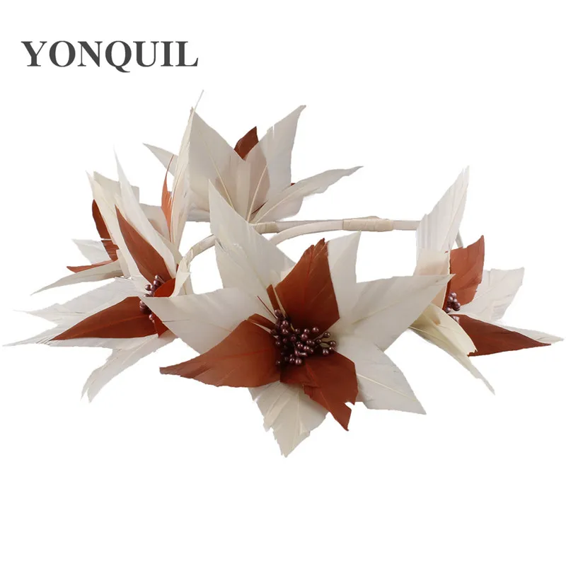 Women wedding fancy feather flower hair accessories ladies show bridal accessories formal dress cocktail fascinator hat headband