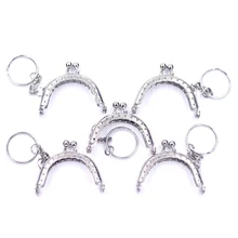 

125Pcs Silver Tone Frame Kiss Metal Purse Bag Clasp Lock Key Ring Handle Making Component 5x4cm