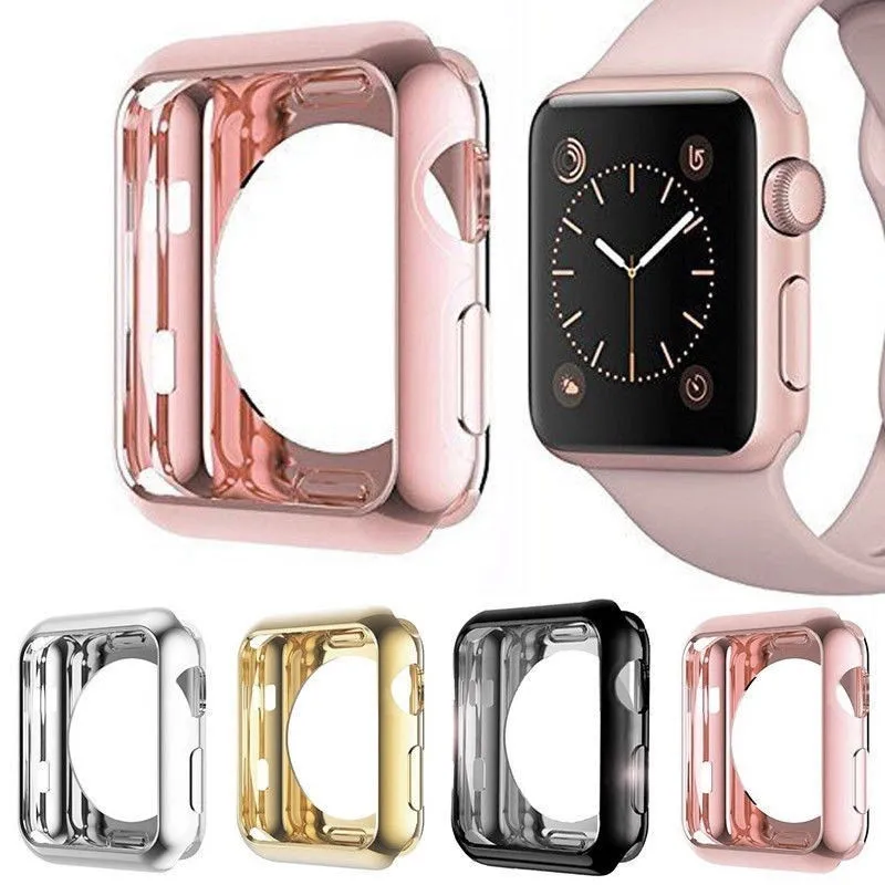 Чехол для Apple watch Мягкий защитный чехол из ТПУ i 44 мм 42 38 40 2 3 4 5 блестящий