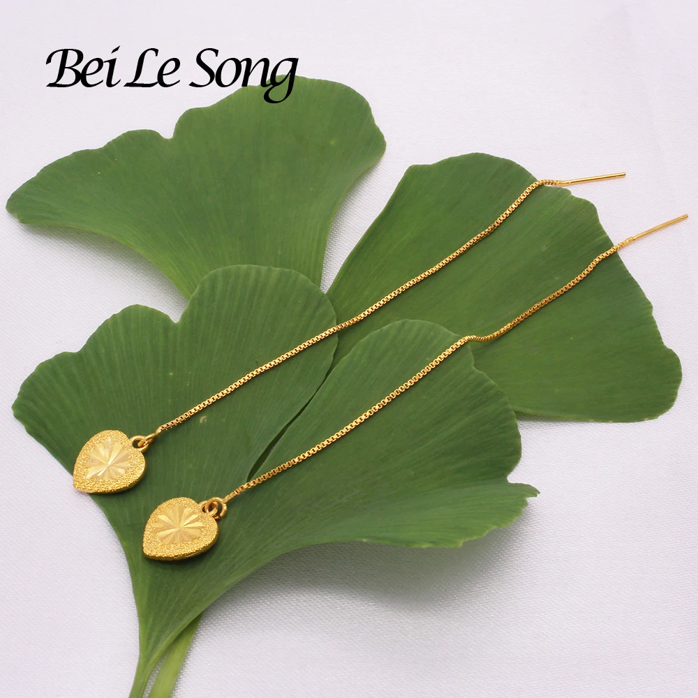

2021 Fashion gold plated Heart ear line tassel pendant Dangle designer jewelry earrings Unusual piercing earring for women