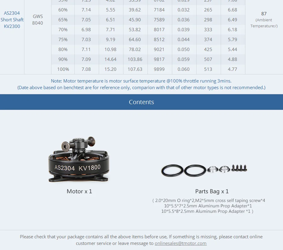 T-Motor TMotor AS2304 Brushless Motor