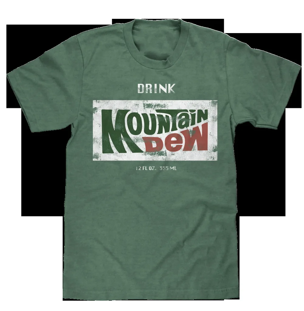 

MENS DRINK MOUNTAIN DEW SODA Tops Tee T Shirt GREEN RETRO NEW Funny Design T-Shirt