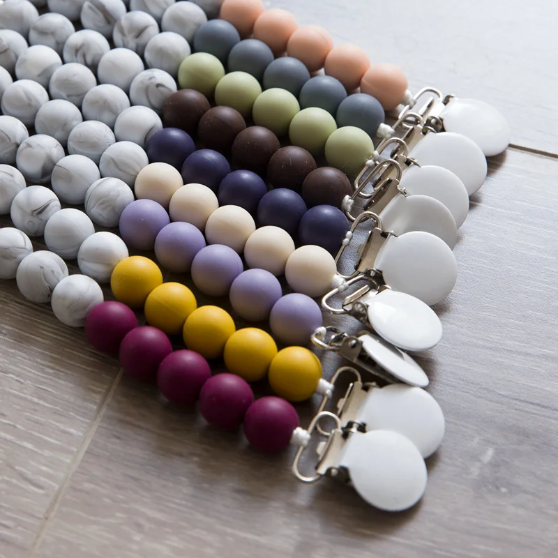 Silicone Beads Baby Pacifier Clips Chains Pacifier Clip Holder Soothie Teething Dummy Pacifier Baby Products Girl Boy Funny Clip