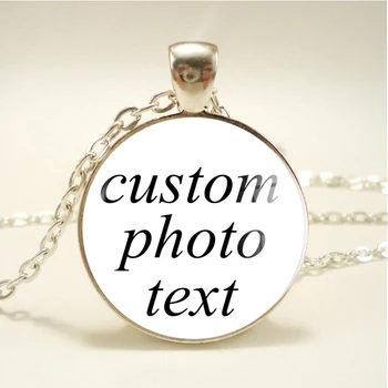 

Custom Letter Necklace Customize Photo Company Logo Text Personalized Glass Cabochon Pendant Necklace Wedding Anniversary Gift