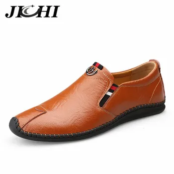 

JICHI Men Loafers Genuine Leather Fashion Mens Designer Shoes Comfortable Light mocassin homme Soft Size 46 mocasines hombre