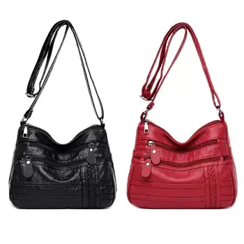

Wear-resistant Women Bag Pu Soft Leather Shoulder Bag Multi-layer Crossbody Bag Quality Small Bag Brand Red Handbag Purse