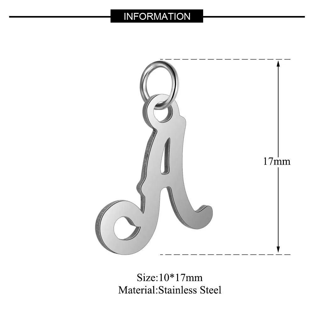 26 шт./лот, нержавеющая сталь, вырезанный стальной цветной алфавит, амулеты, сделай сам, инициалы из A-Z, алфавит, кулон с кольцом для прыжков, аксессуары