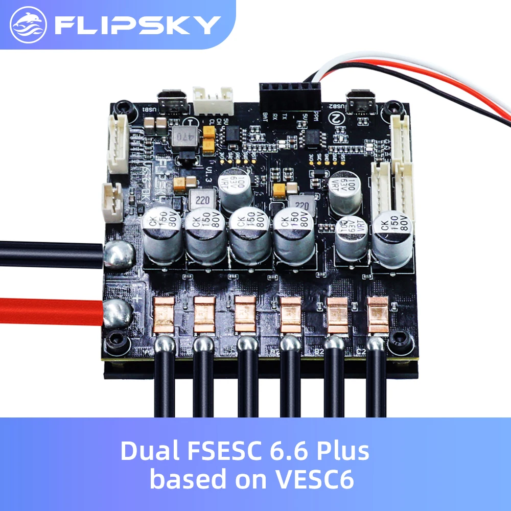 Dual FSESC6.6 Plus based on VESC6 Electric Long Board Speed Controller 100A 12s Skateboard ESC FLIPSKY