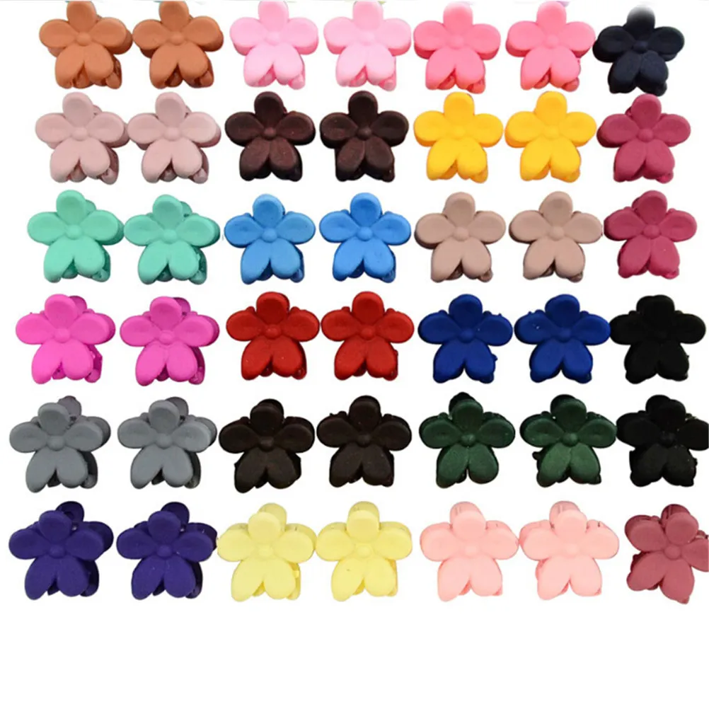 50pcs/lot Mini Scrub Flower Little Girl Hair Accessories Boutique Small Flower Hair Claws Kids Solid Bangs Hair Clips