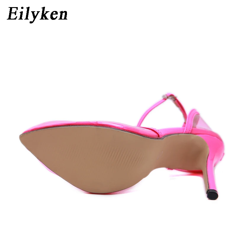 EilyKen/пикантные прозрачные туфли-лодочки из пвх; свадебные туфли-лодочки с острым носком и ремешком на щиколотке; вечерние женские туфли на высоком каблуке
