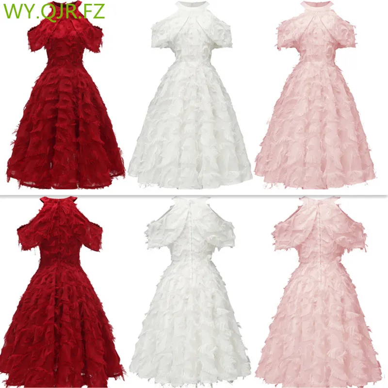 CD1707# бордовые платья для подружки невесты Короткие новые зимние стильные Белые и розовые вечерние платья для выпускного вечера для девочек с кисточками из перьев