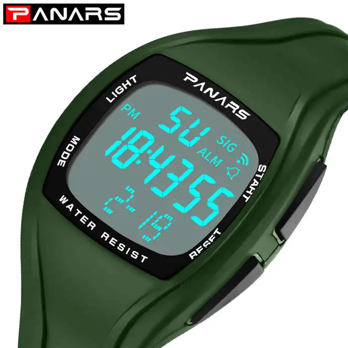 green PANARS мужские модные уличные часы спортивные часы Будильник хронограф 50 м водонепроницаемые часы мужские цифровые наручные часы 8112 - Цвет: green