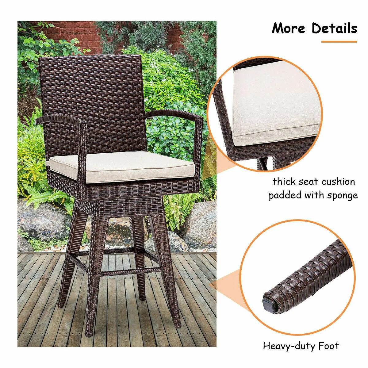 Biaya 4 Pcs Rotan Putar Bar Bangku Kursi Teras Halaman Belakang Furniture Bantal Kursi Aliexpress