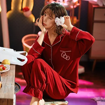 

2020 Net Red New Pajamas Women's Long-Sleeved Korean-Style Fresh Student Commuter Cute Loose and Plus-sized Leisure Tops