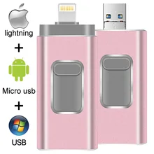 IPhone USB флэш-накопитель 32 Гб OTG Флешка 64 ГБ флеш-память ручка Usb ключ 3,0 для iPhone Android сотовый телефон Micro USB 512 ГБ