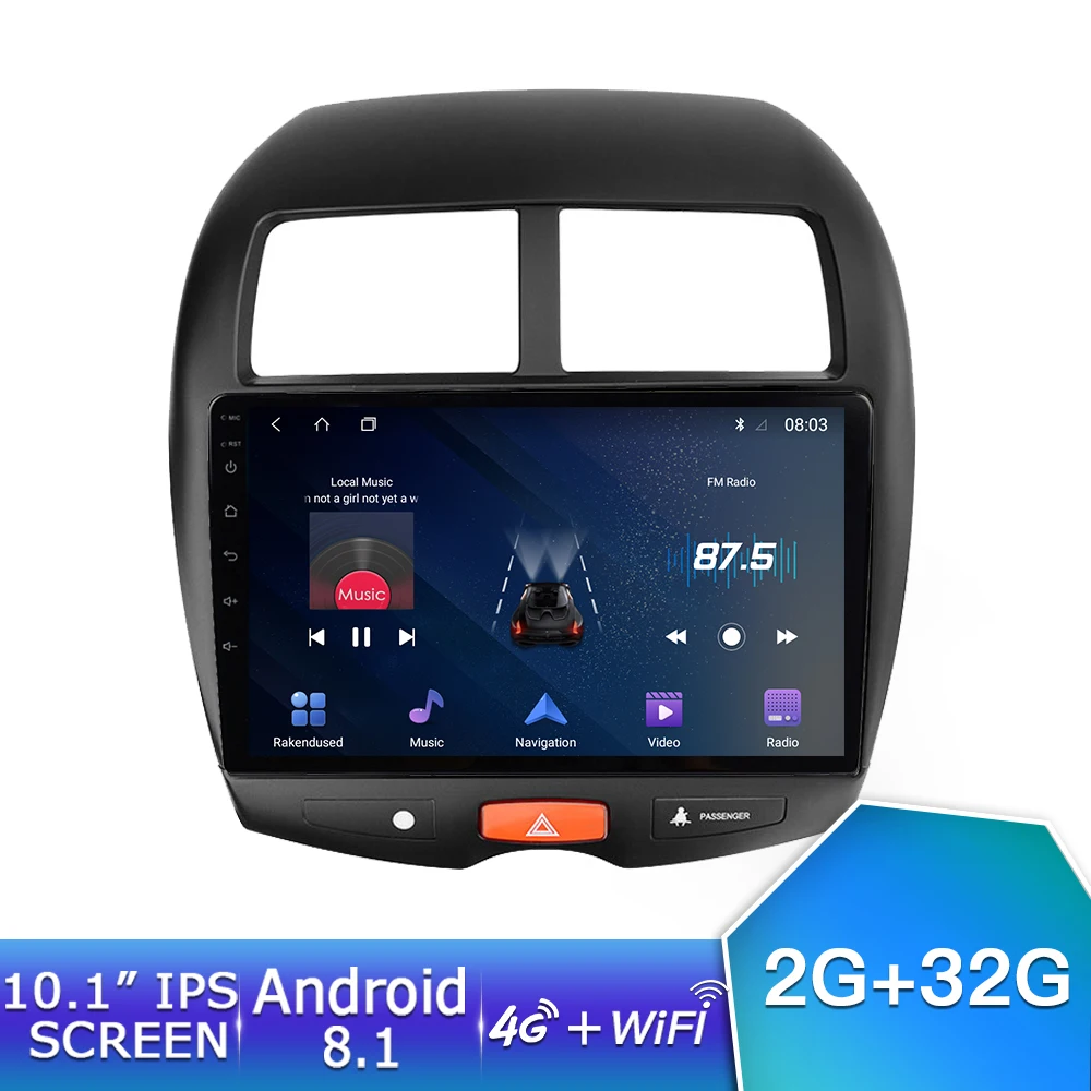 EKIY 10,1 ''ips No 2 Din Android 8,1 Автомагнитола авто стерео Мультимедиа 4G+ 64G для Mitsubishi ASX gps навигационный плеер DSP аудио - Цвет: 2G 32G