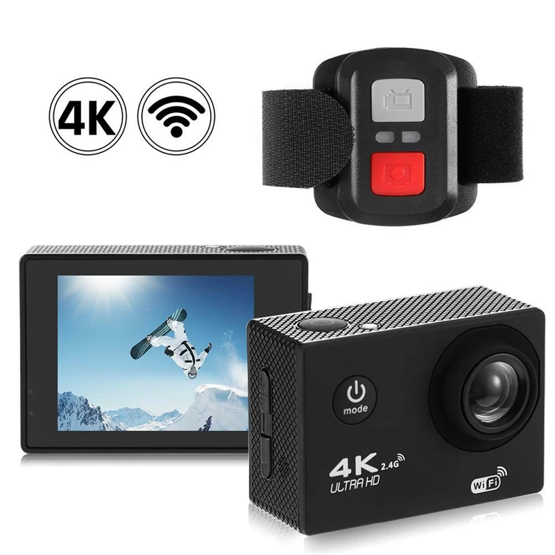 4K Wifi Экшн-камера 1080P Hd 16 МП камера на шлем Водонепроницаемая Dv дистанционное управление Спортивная видео Dvr Черный