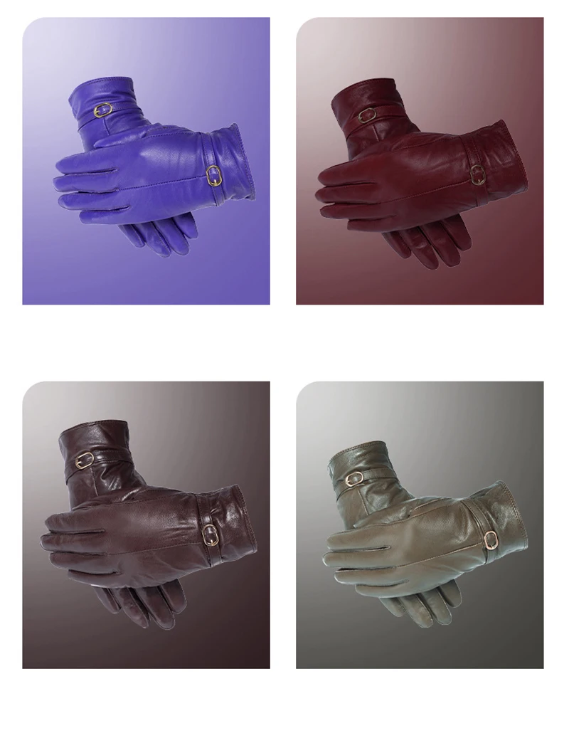 Luvas de Pele de Carneiro Luvas de Couro Feminino Inverno Luxo Quente Genuíno 18 Cores Luvas S2805 11 Acessórios da Moda