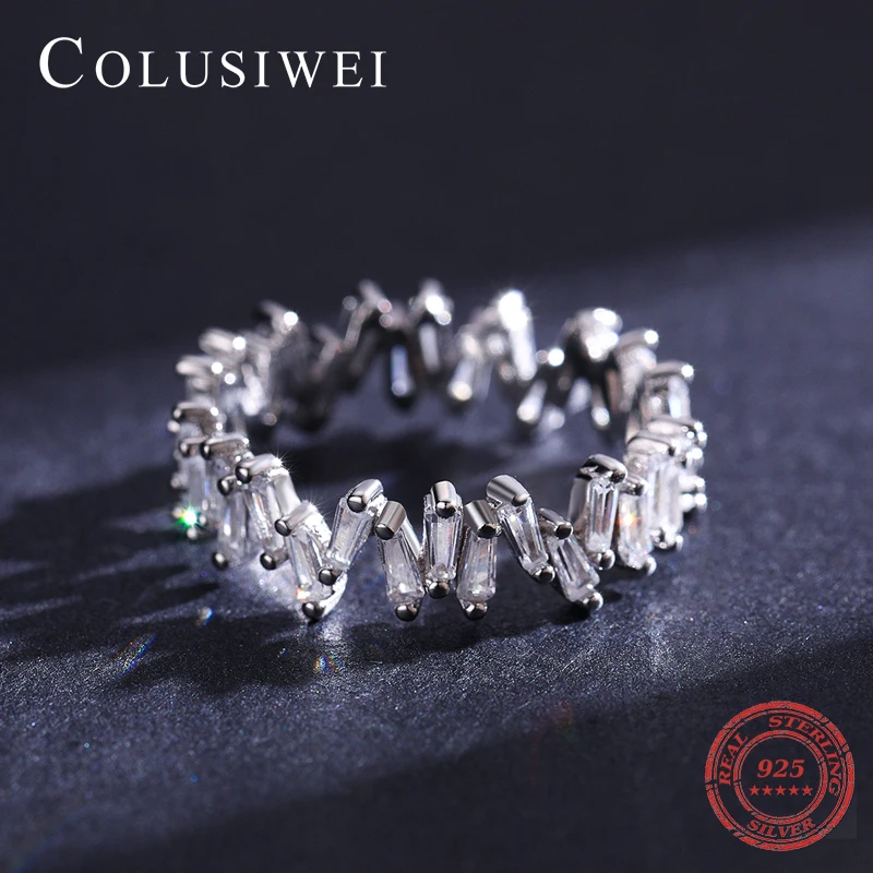 925 Sterling Silver Geometric CZ Rings for Women Girl Valentine's Day